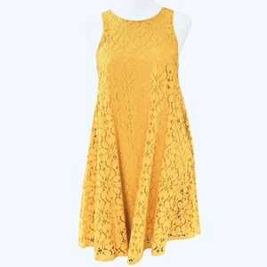 Altar'd State Dark Yellow Floral Lace Overlay A-Line Dress Womens S Fairy Whimsy